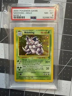 Pokemon 2000 Base Set 2 Nidoking #11 Holo Rare PSA 8 NM - Image 1