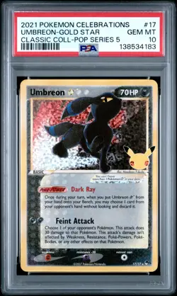 2021 POKEMON CELEBRATIONS CLASSIC COLL #17 UMBREON-GOLD STAR PSA 10 - Image 1