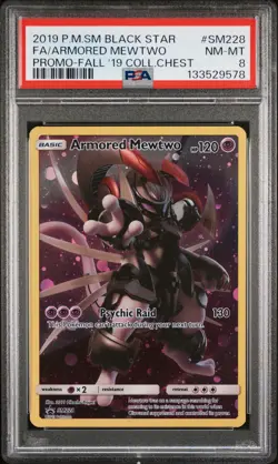 2019 POKEMON FALL 2019 COLLECTOR CHEST PROMO FULL ART/ARMORED MEWTWO PSA 8 - Image 1