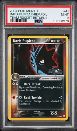 2004 POKEMON EX TEAM ROCKET RETURNS #41 DARK PUPITAR-REVERSE FOIL PSA 9 - Image 1
