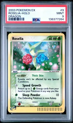 2003 POKEMON EX DRAGON #9 ROSELIA-HOLO PSA 9 - Image 1
