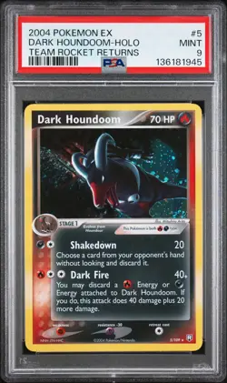 2004 POKEMON EX TEAM ROCKET RETURNS #5 DARK HOUNDOOM-HOLO PSA 9 - Image 1