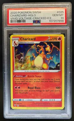 2020 Pokemon SWSH Vivid Voltage Charizard Promos Cracked Ice Holo 025/185 PSA 10 - Image 1