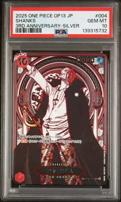 PSA 10 - Shanks 3rd Anniversary SILVER OP09-004 SR Japanese - One Piece - Image 1