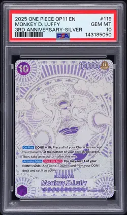 2025 ONE PIECE A FIST OF DIVINE SPEED 3RD ANNIV-SILVER MONKEY D. LUFFY PSA 10 - Image 1