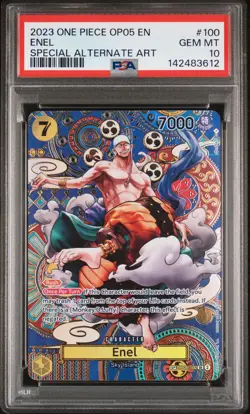2023 ONE PIECE OP05-AWAKENING OF THE NEW ERA SPECIAL ALTERNATE ART ENEL PSA 10 - Image 1
