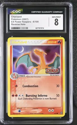 CGC 8 Charizard 2007 EX Power Keepers 6/108 Reverse Holo STAMPED Pokemon Card - Image 1