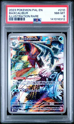 2023 POKEMON PAL EN-PALDEA EVOLVED ILLUSTRATION RARE #210 BAXCALIBUR PSA 8 - Image 1