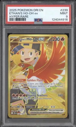 Ethan's Ho-Oh ex 2025 Pokemon Destined Rivals DRI 239/182 Hyper Rare PSA 9 - Image 1