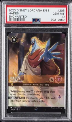 2023 DISNEY LORCANA THE FIRST CHAPTER ENCHANTED HADES KING OF OLYMPUS PSA 10 - Image 1