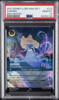 2023 DISNEY LORCANA THE FIRST CHAPTER ENCHANTED AURORA DREAMING GUARDIAN PSA 10 - Image 1