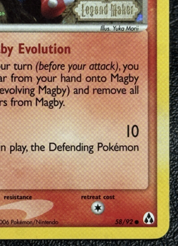 Magby 58/92 Yuka Morii Art - Stamped Holo - Pokemon TCG: EX Legend Maker - LP/MP - Image 4
