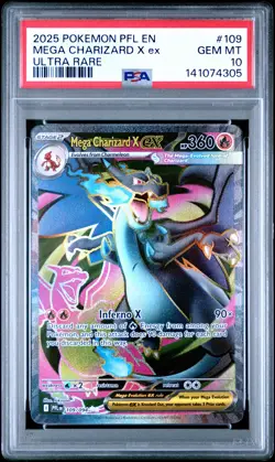 2025 POKEMON PFL EN-PHANTASMAL FLAMES ULTRA RARE #109 MEGA CHARIZARD X EX PSA 10 - Image 1