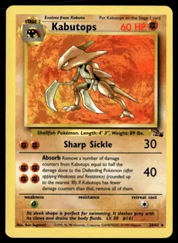 Kabutops (24) Rare Unlimited Fossil 24/62 NM Pokemon TCG - Image 1