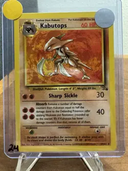 1999 Pokemon TCG Pokemon Kabutops 24/62 Fossil Unlimited Rare NM WOTC - Image 1