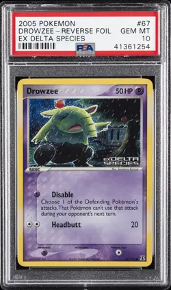 2005 POKEMON EX DELTA SPECIES #67 DROWZEE-REVERSE FOIL PSA 10 - Image 1