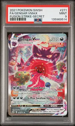 2021 POKEMON SWORD & SHIELD FUSION STRIKE SECRET #271 FULL ART/GENGAR VMAX PSA 9 - Image 1