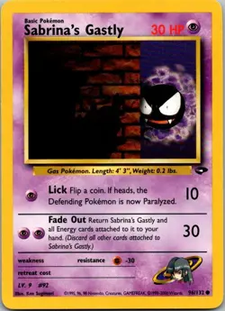 Gym Challenge #096/132 Sabrina's Gastly Pokemon Moderately Played - Image 1