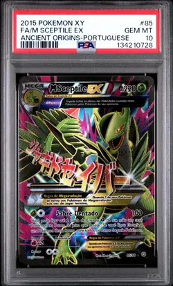2015 POKEMON XY ANCIENT ORIGINS PORTUGUESE #85 FULL ART/M SCEPTILE EX PSA 10 - Image 1