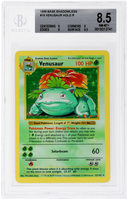 1999 Pokemon Base Set Venusaur Shadowless Holo #15 BGS 8.5 - Image 1