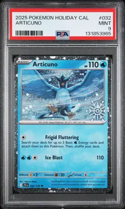 2025 POKEMON HOLIDAY CALENDAR #032 ARTICUNO PSA 9 - Image 1