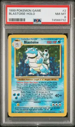 1999 POKEMON BASE SET UNLIMITED #2 BLASTOISE-HOLO PSA 8 - Image 1
