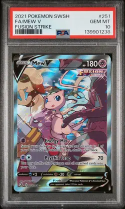 2021 POKEMON SWORD & SHIELD FUSION STRIKE #251 FULL ART/MEW V PSA 10 - Image 1