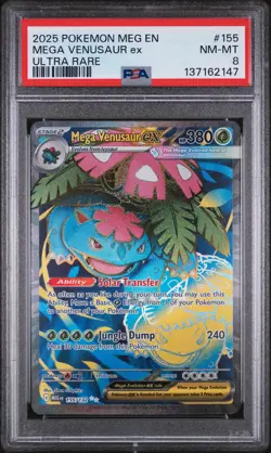 2025 POKEMON MEG EN-MEGA EVOLUTION ULTRA RARE #155 MEGA VENUSAUR EX PSA 8 - Image 1