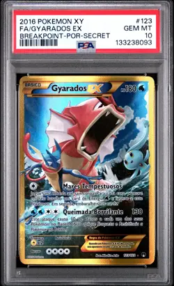 2016 POKEMON XY BREAKPOINT PORTUGUESE-SECRET #123 FULL ART/GYARADOS EX PSA 10 - Image 1