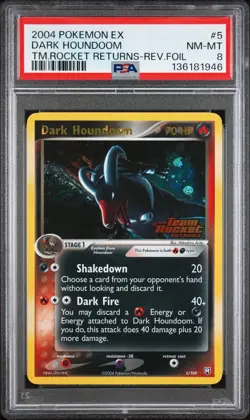 2004 POKEMON EX TEAM ROCKET RETURNS #5 DARK HOUNDOOM-REVERSE FOIL PSA 8 - Image 1