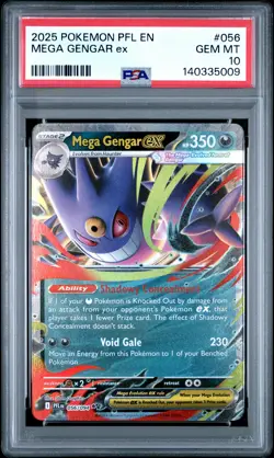 2025 POKEMON PFL EN-PHANTASMAL FLAMES #056 MEGA GENGAR EX PSA 10 - Image 1