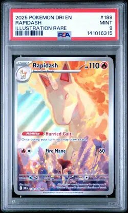 2025 POKEMON DRI EN-DESTINED RIVALS ILLUSTRATION RARE #189 RAPIDASH PSA 9 - Image 1