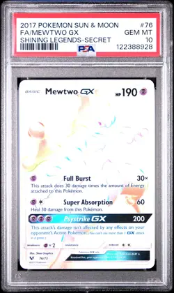 2017 POKEMON SUN & MOON SHINING LEGENDS SECRET #76 FULL ART/MEWTWO GX PSA 10 - Image 1