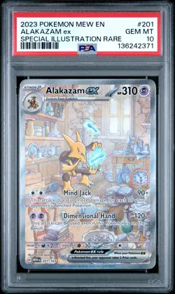 2023 POKEMON MEW EN-151 SPECIAL ILLUSTRATION RARE #201 ALAKAZAM EX PSA 10 - Image 1