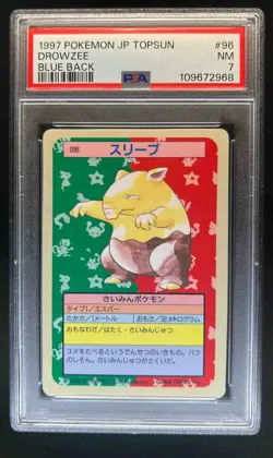 1997 Pokemon Japanese Topsun Drowzee Blue Back #96 PSA 7 NM - Image 1
