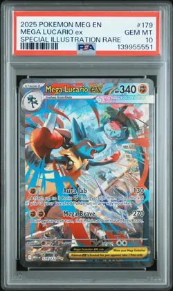 2025 POKEMON MEG SPECIAL ILLUSTRATION RARE #179 MEGA LUCARIO EX PSA 10 - Image 1