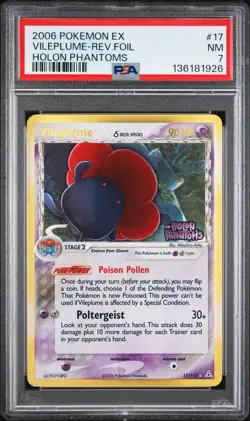 2006 POKEMON EX HOLON PHANTOMS #17 VILEPLUME-REVERSE FOIL PSA 7 - Image 1