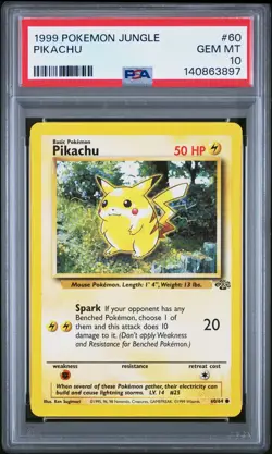 1999 POKEMON JUNGLE #60 PIKACHU PSA 10 - Image 1