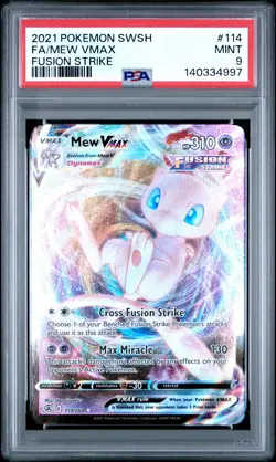 2021 POKEMON SWORD & SHIELD FUSION STRIKE #114 FULL ART/MEW VMAX PSA 9 - Image 1