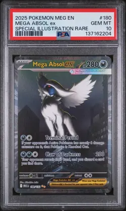 2025 POKEMON MEGA EVOLUTION SPECIAL ILLUSTRATION RARE #180 MEGA ABSOL EX PSA 10 - Image 1