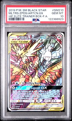 2019 POKEMON SM BLACK STAR PROMO FULL ART/MOLTRES & ZAPDOS & ARTICUNO GX PSA 10 - Image 1