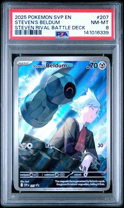 2025 POKEMON SVP EN-SV RIVAL BATTLE DECK PROMO #207 STEVEN'S BELDUM PSA 8 - Image 1