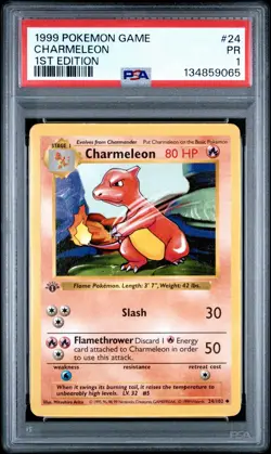 PSA 1 Charmeleon 1st Edition Shadowless Base Set 24/102 1999 Pokemon WoTC PR - Image 1