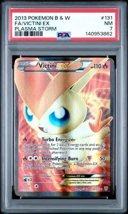 2013 POKEMON B&W PLASMA STORM #131 FULL ART/VICTINI EX PSA 7 - Image 1