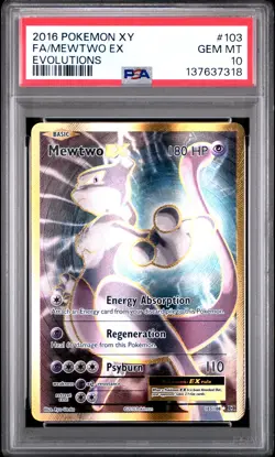 2016 POKEMON XY EVOLUTIONS #103 FULL ART/MEWTWO EX PSA 10 - Image 1