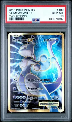 2016 POKEMON XY EVOLUTIONS #103 FULL ART/MEWTWO EX PSA 10 - Image 1
