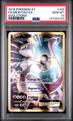 2016 POKEMON XY EVOLUTIONS #103 FULL ART/MEWTWO EX PSA 10 - Image 1