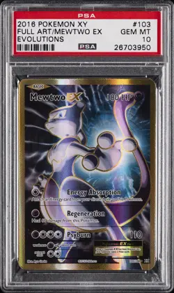 2016 POKEMON XY EVOLUTIONS #103 FULL ART/MEWTWO EX PSA 10 - Image 1