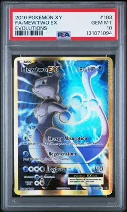 2016 POKEMON XY EVOLUTIONS 103 FULL ART/MEWTWO EX PSA 10 - Image 1