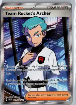 Team Rocket's Archer 223/182 Destined Rivals Full Art 2025 Holo Pokemon Card NM! - Image 1